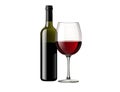 Holiday bottle of red wine and wine glass on white background. Happy new year merry Christmas