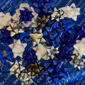 Holiday bows blue silver white theme square photo