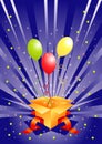 Holiday box with gift balloons Royalty Free Stock Photo