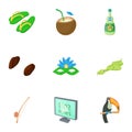 Holiday in Brazil icons set, cartoon style Royalty Free Stock Photo