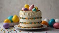 Holiday cake with Easter eggs Royalty Free Stock Photo