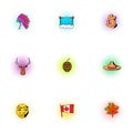 Holiday in Canada icons set, pop-art style Royalty Free Stock Photo