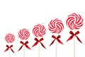 Holiday Candy Swirl Lollipops In A Line Royalty Free Stock Photo