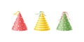 Holiday caps. A set of colorful holiday caps. A collection of festive accessories. Birthday, party, holiday. Vector Royalty Free Stock Photo