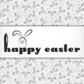 Holiday card for Easter with little grey cartoon rabbit