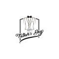 Holiday card Fathers day. Suit, Costume, Bow tie. Happy Fathers day text. Greeting card. Vector. Royalty Free Stock Photo