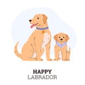 Holiday card featuring a family of Labrador Retrievers. Royalty Free Stock Photo