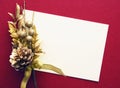 Holiday card with gold ribbon Royalty Free Stock Photo