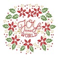 Holiday card, made hand lettering Joy to the World. Royalty Free Stock Photo