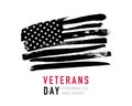 Holiday card for Veterans Day. Honoring all who served. Black and white American flag. Vietnam Veterans Day in USA. Vector