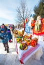 The holiday carnival, the food table. The Town Of Berdsk, Western Siberia