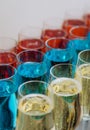 holiday champagne glasses colored stand rows