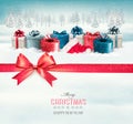 Holiday Christmas background with colorful gift boxes