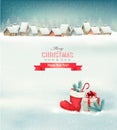 Holiday Christmas background with a village Royalty Free Stock Photo