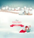 Holiday Christmas background with a village Royalty Free Stock Photo