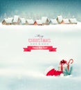 Holiday Christmas background with a village Royalty Free Stock Photo