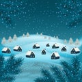 Holiday Christmas background Village during Winter night Royalty Free Stock Photo