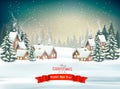 Holiday Christmas background with a winter village Royalty Free Stock Photo