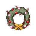 holiday christmas wreath cartoon vector illustration Royalty Free Stock Photo