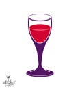 Holiday classic vector goblet, stylish alcohol theme illustration. Lifestyle graphic design element - romantic rendezvous idea, e