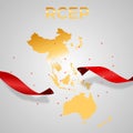 Holiday concept Modern Regional Comprehensive Economic Partnership RCEP map. Vector Illustration