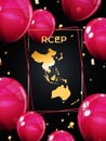 Holiday concept Modern Regional Comprehensive Economic Partnership RCEP map. Vector Illustration
