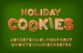 Holiday Cookie alphabet font. 3D cartoon letters and numbers. Royalty Free Stock Photo