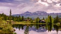Holiday cottages on the lake in the mountains in Norway, Scandinavia, Gaustatoppen Royalty Free Stock Photo