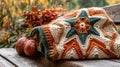 Holiday Crochet Star Blanket A Vibrant Accent Royalty Free Stock Photo