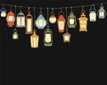 Holiday decor. Hunging retro lanterns