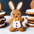 Easter bunny icing gingerbread biscuit