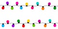 Holiday decoration garland, colorful light bulbs, space for your text. Vector