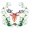 Holiday Deer, Merry Christmas And New Year