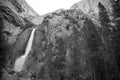 Yosemite falls, California, image in black and white Royalty Free Stock Photo