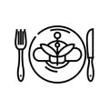 Holiday dinner line icon, concept sign, outline vector illustration, linear symbol. Royalty Free Stock Photo