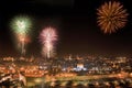 Holiday firework in Jerusalem. Royalty Free Stock Photo