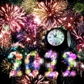 Holiday fireworks for Happy New Year. Colorful bright background with numbers 2022 are made of holiday fireworks Royalty Free Stock Photo