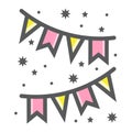 Holiday flags garlands filled outline icon