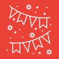 Holiday flags garlands line icon, New year