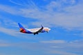 Jet2 Aircraft in blue cloudy sky Royalty Free Stock Photo