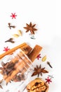 Holiday Food background Christmas spices Star anise, cloves and