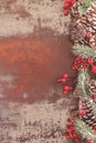 Holiday frame with pine cones Royalty Free Stock Photo