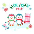 Holiday funny penguins Royalty Free Stock Photo