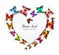 Holiday Getting Card with Beautiful Colorful Butterflies the Shape of a Heart Card