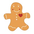 Holiday gingerbread man cookie. Cookie in shape of man with colored icing. Happy new year decoration Royalty Free Stock Photo