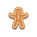 Holiday gingerbread man cookie icon. Happy new year decoration. Merry Christmas holiday. Royalty Free Stock Photo