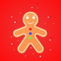 Holiday gingerbread man cookie. Cookie in shape of man with colored icing. Happy new year decoration. Merry christmas Royalty Free Stock Photo
