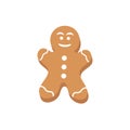 Holiday gingerbread man cookie. Cookie in shape of man with colored icing. Happy new year decoration. Merry christmas holiday. New Royalty Free Stock Photo