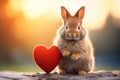 Holiday girl animal red heart hare cute rabbit valentine bunny love girl