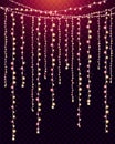 Holiday glowing garland. Light decoration element for event, carnival, christmas, wedding or birthday party design